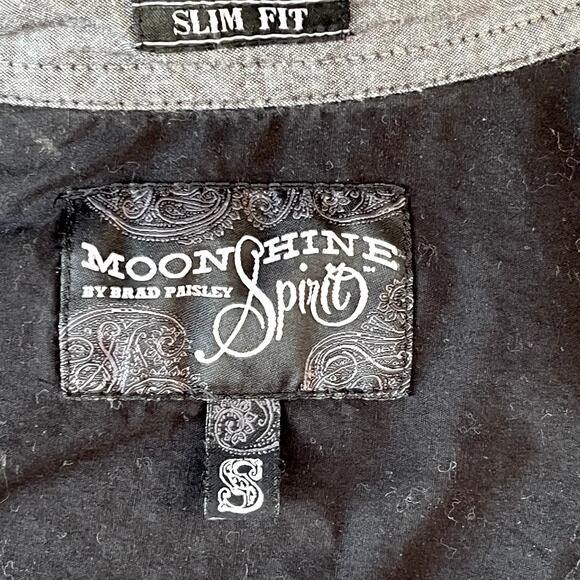 Moonshine Spirit Blue Plaid Western Slim Fit Shirt Pearl Snap Button Mens S - Picture 8 of 10